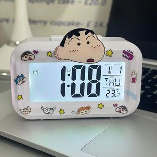 New Crayon Small New Alarm Clock Luminous Bedside Clock Simple Creative Multifunctional Dormitory Learning Desktop Clock