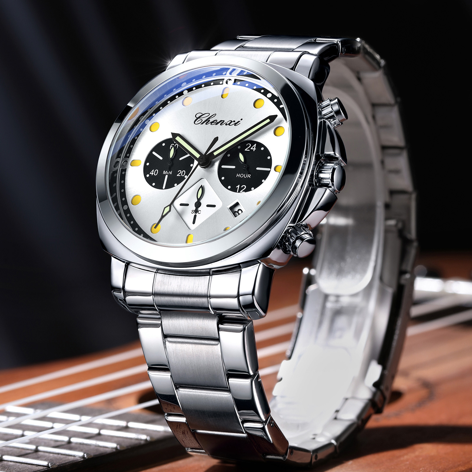 Chenxi Men's Multifunctional Watch Cross-Border Trendy Fashion Quartz Watch Calendar Luminous Chronograph Men's Watch Wholesale