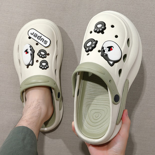 Couple's Cave Shoes Women's Summer High-rise Baotou Sandals Outwear Beach Vacation Fashionable Thick Sole Cave Slippers for Men