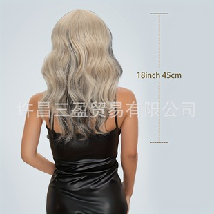 Curly hair gold bangs stitching highlights wig fashion wig high temperature resistant hot material suitable for daily wear party