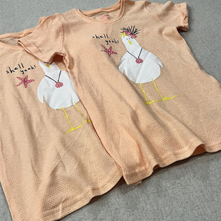 European and American Foreign Trade Single Girl Cool Home Clothes Girl Sweet Cute Short Sleeve Top Summer Baby Round Neck Pajamas