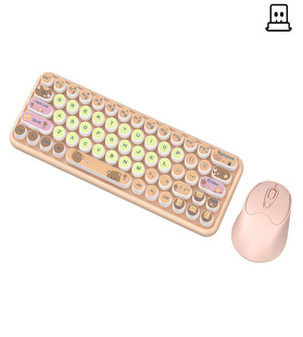 Ergonomic 2.4G wireless keyboard mouse combination 65 key gradient color keyboard suitable for desktop/pen