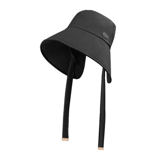 New Ice-feeling Ribbon Fisherman Hat Women's Summer Face Shown Small Large Rim Sunscreen Hat Mesh Inner Sun Hat