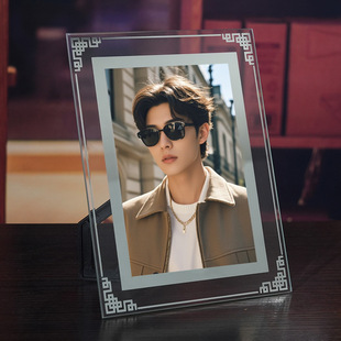 Simple transparent crystal glass photo frame 6 inch photo frame horizontal frame table 6 inch desktop parent-child photo display frame batch