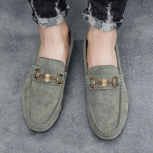 Autumn 2023 New Doug Shoes Men's European Station Fashion Loafers Men's Trendy Shoes Lazy One-Foot Shoes Suede