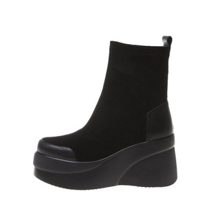 2025 European Station Autumn and Winter New Thick Bottom Short Boots Heightened Stretch Boots Martin Boots Snow Boots Women's Boots Trendy