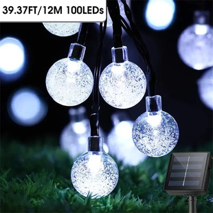 Solar bubble spherical luminous light string outdoor atmosphere crystal ball colored light bar Christmas garden courtyard decorative light strip