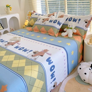 ins Single Piece Thickeneded Brushed Single Piece Bed Sheets Simple Washed Cotton Student Single Double Bed Sheets Three-piece Set Wholesale