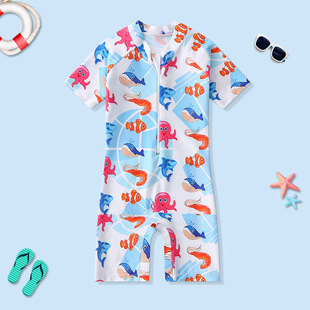 Children's Swimsuit Pants Children's Sunscreen Surfsuit Baby's Swimsuit Korean Cartoon Children's Vacation Swimsuit