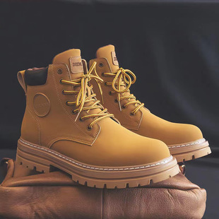 Autumn and winter rhubarb boots New Martin boots men's shoes overwear shoes non-slip wear-resistant thick-soled heightening shoes for men and women lovers shoes