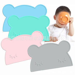 New bear shape Silicone Placemat children's waterproof oil-proof lunch table mat pet mat non-slip easy to clean