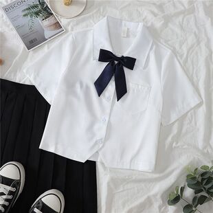 Original jk Japanese School Uniform College Style Basic Bow White Short-sleeved Shirt Women's Pleated Skirt Set in Stock