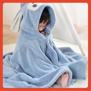 ✅ Children's Bath Towel Cape Bathrobe Hooded Baby Wearable Thickened Coral Velvet Absorbent Nap Blanket for Boys and Girls