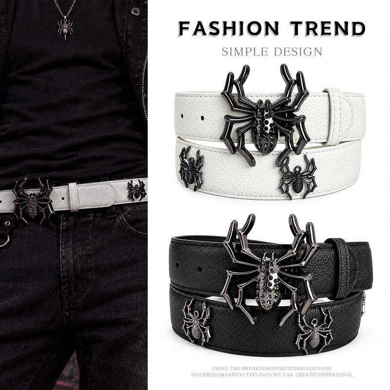 Cross-border dark gothic spider buckle belt, punk retro style, unisex, decorative belt for jeans