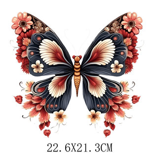 Cross-border Hot Drawing Retro Butterfly Flower Hot Stamping Pattern Stickers Hot Stamping Logo Clothes Stickers Washable Offset Printing Ironing