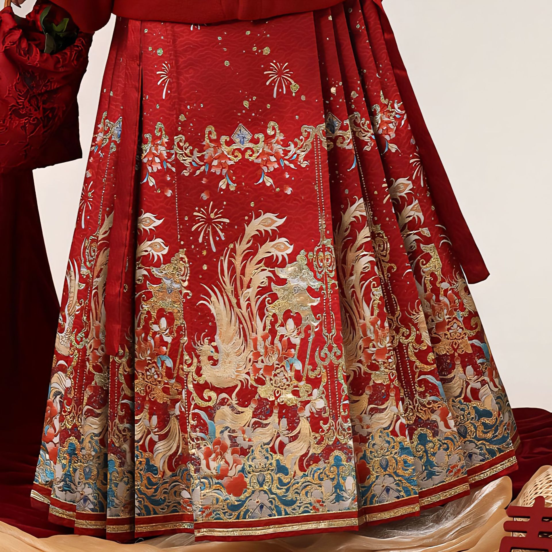 Original Brocade Imitation Makeup Flower Horse-Face Skirt [Little Phoenix] New Chinese-Style Hanfu Women's Toast Dress for Everyday Pairing with Tops