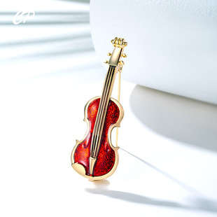 Fashion violin brooch female ins trendy personality pin female corsage cute sweater chain accessories clothing in stock