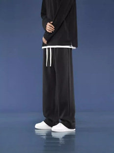 cleanfit White Straight Pants Men's Spring and Autumn American Wide Leg Men's Pants Loose Fitness Sports Casual Pants