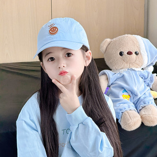 2025 New Children's Hat Letter Smiley Quick-drying Boys and Girls Baseball Cap Travel Sunscreen Baby Cap