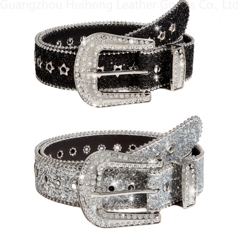 Rhinestone Belt Women's Ins Style Wide Belt Decoration European and American Fashion Personality Sequin Jeans with All-match Design Sense