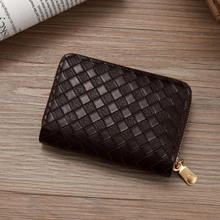 New Style Short Woven Organ Card Bag Fashionable Zipper Wallet Women's Multifunctional Anti-theft Men's Driving ID Bag