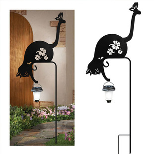 Cross-border Outdoor Household Waterproof Lawn Floor Wrought Iron Cat Animal Shape Courtyard Garden Decoration Solar Light