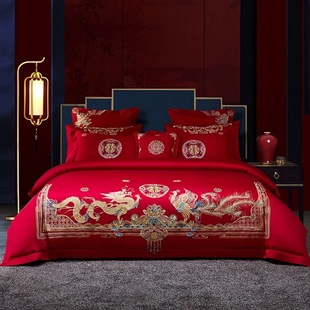 2025 new cotton 40s full craft jet embroidery cotton wedding wedding four-piece multi-piece set