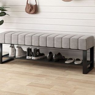 Nordic Light Luxury Household High-end Entrance Door Shoe Changing Stool Door Sitting Bench Shoe Cabinet Integrated Storage Shoe Changing Stool