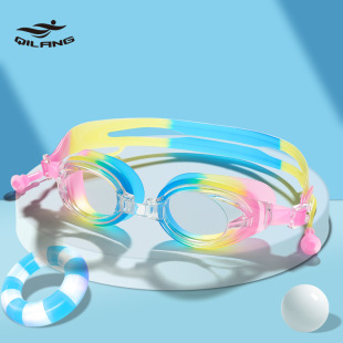 Qi Lang swimming goggles one-piece earplugs silicone anti-fog waterproof adult HD boxed swimming goggles factory direct sales