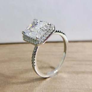 New jewelry 2022 new simulation high carbon diamond S925 sterling silver luxury inlaid retro 8*10mm rectangular ring