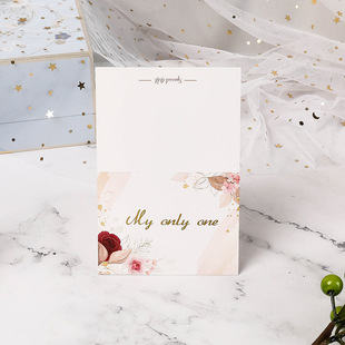 Cross-border European Flower Bronzing Greeting Card Baking Flower Shop Business Birthday Tanabata Valentine's Day Wedding Thank You Card