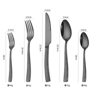 Cross-Border Stainless Steel Water Cube Tableware Knife, Fork and Spoon 5-Piece Set Hotel Hammered Western Tableware Steak Knife, Fork and Spoon Wholesale
