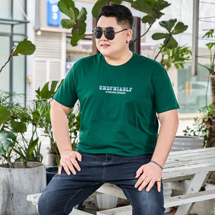 2024 Summer Youth Short-sleeved Men's T-shirt Fatty Fat Guy Plus Fertilizer Plus Size Cotton Crewneck Half-sleeve Base Shirt T-shirt