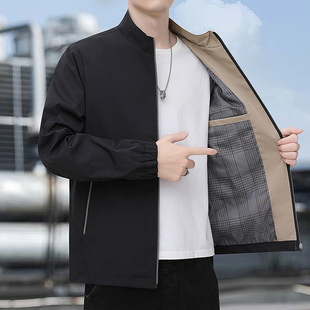 Men's coat 2024 new Chinese tunic spring and autumn casual solid color executive jacket stand collar business dad top
