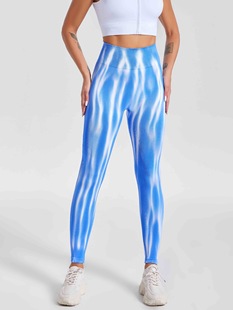 Cross-border European and American tie-dye Aurora hip lifting seamless yoga pants tight sports pants high waist fitness sports pants fitness pants
