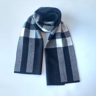 New Knitted Cashmere Scarf Men's Plaid Autumn and Winter Warm Scarf Fashion Men's Cashmere Scarf Factory in stock