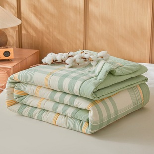 2025 New Cotton Summer Cool Quilt Xinjiang Washed Cotton Thin Air-conditioning Quilt Dormitory Plaid Single Quilt Gift Quilt
