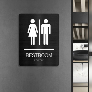 Cross-border Stainless Steel Toilet Signs Stereo Braille RESTROOM Signs Raised Text Signs