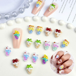 New Ice Cream Cartoon Nail Art Ornaments Cute Three-Dimensional Simulation Food Play Dessert Resin DIY Nail Ornaments