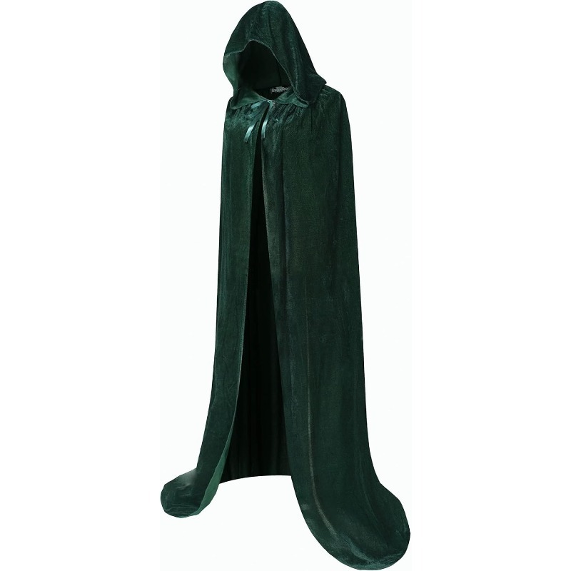 European and American Halloween Cape, Long Hooded Lace-Up Cloak, Cosplay Death God, Vampire, Wizard, Princess Stage Performance