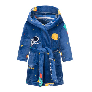 Amazon European and American children's bathrobe hooded flannel cartoon print home clothes children's nightgown pajamas manufacturers