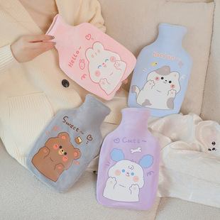 New plush cute cartoon rubber water injection hot water bag household warm water bag thickened explosion-proof leak-proof in stock wholesale