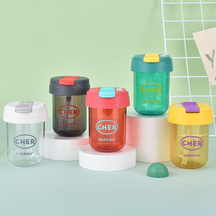 New Mini Transparent Plastic Ton Ton Cup Portable Flip Suction Tube Cup for Boys and Girls Students Children Gift Cup Wholesale