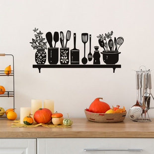 Watercolor kitchenware shelf silhouette home bedroom living room background wall decorative wall stickers wholesale foreign trade