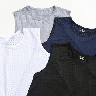 Ice Silk Mesh Vest Men's Outer Wear Fitness Hurdle Sports Thin Quick-drying Sleeveless T-shirt Summer Waistcoat Wholesale