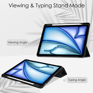 Suitable for ipad air11(2024/2025(M2/M3) flat tri-fold TPU pen slot soft case bracket protective cover