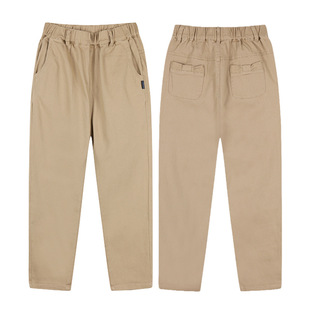 Girls Khaki Pants British Preppy Style Medium and Large Kidsren's Elastic Casual Pants Primary School Students Beige School Uniform Pants