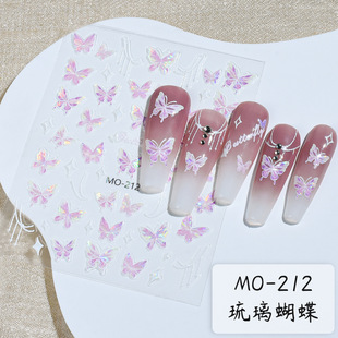 Nail art stickers shell polarized butterfly beauty net red relief with adhesive magic fairy fairy three-dimensional butterfly nail stickers