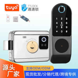 Waterproof TUYA exterior door lock double-sided fingerprint smart lock old anti-theft password lock iron door electronic password graffiti