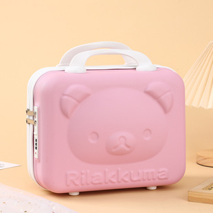 ABS Handbag Travel Case Small Outgoing Portable 14 Inch Cosmetic Case Cartoon Bear Password Lock Storage Case